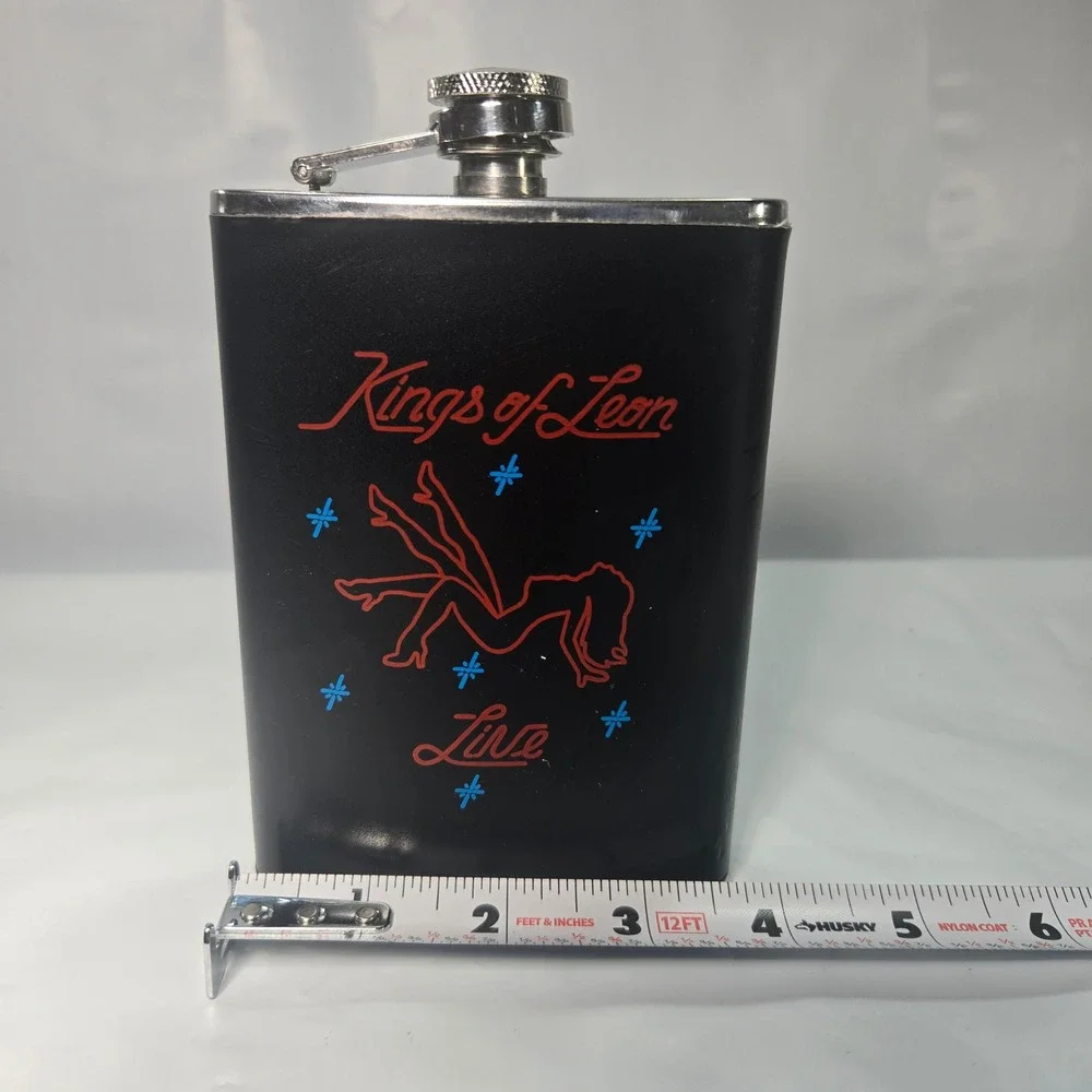 RARE Kings of Leon Live Band Merchandise Black Wrap Stainless‎ Steel Flask